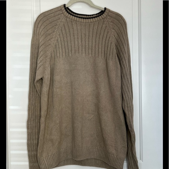 Columbia Sweater Men's Tan Crew Neck XL Cotton Long Sleeve Ribbed - Picture 3 of 8